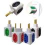 Imagem de Adaptador De Tomada Benjamim Cubo Colorido 3D com 4 Entradas 10A 20A