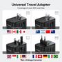 Imagem de Adaptador de Tomada de Viagem MOMAX Universal - Tipos C/G/A/I com USB