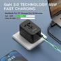 Imagem de Adaptador de Viagem HAPOW Universal GaN 65W - 3 USB-C e 1 USB-A