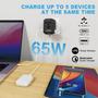 Imagem de Adaptador de Viagem HAPOW Universal GaN 65W - 3 USB-C e 1 USB-A