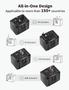 Imagem de Adaptador de Viagem Universal Security-01 com 4 Portas USB Pretas