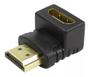 Imagem de Adaptador hdmi femea para hdmi macho 90 graus