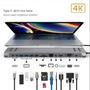 Imagem de Adaptador Hub Macbook Tipo-C 13em1 HDMI 4K Ethernet RJ45 USB-C VGA e Áudio 3.5 para Fone