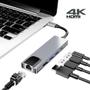 Imagem de Adaptador Hub Macbook USB C 5em 1 Hdmi 4K Ethernet RJ45 Usb-C PD