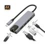Imagem de Adaptador Hub Macbook USB C 5em 1 Hdmi 4K Ethernet RJ45 Usb-C PD