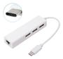 Imagem de Adaptador Hub Usb Tipo C 3 Portas Usb 2.0 Com Entrada Rj 45