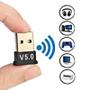 Imagem de Adaptador Receptor Transmissor Sem Fio USB Bluetooth 5.0 Plug And Play Para Notebook Pc Desktop Mouse Teclado