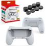 Imagem de Adaptador Suporte Gamepad Grip Controle Joycon Nintendo Switch Oled V1 V2 Branco e Kit 8 Alongador Borrachinha Analógico