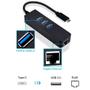 Imagem de Adaptador USB 3.0 HUB Tipo C RJ45 Ethernet 3 portas USB