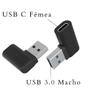 Imagem de Adaptador USB Tipo C Fêmea para USB 3.0 Macho Curva 90