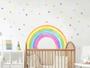 Imagem de adesivo de parede arco íris e estrelas aquarela infantil