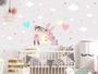 Imagem de adesivo de parede boneca metoo balão e bolinhas pastéis