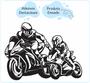 Imagem de Adesivo de parede motociclista motos capacetes pai e filho