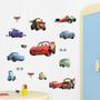 Imagem de Adesivo de parede para quarto infantil, carros de desenho animado, PVC multicolorido