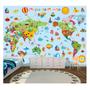 Imagem de Adesivo Infantil Mapa Mundi Zoo Gigante Papel De Parede M15