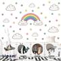 Imagem de Adesivo kit infantil arco-íris com nuvens e estrelas