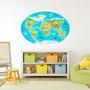 Imagem de Adesivo Mapa Mundi Infantil para Quarto 106x72cm