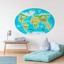 Imagem de Adesivo Mapa Mundi Infantil para Quarto 106x72cm