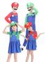 Imagem de Adulto Crianças Super Luigi Irmãos Cosplay Traje Macacão Barba Chapéu Conjunto Halloween