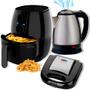 Imagem de Air fryer 3l e sanduicheira grill e chaleira eletrica inox