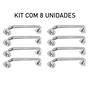 Imagem de Alça de Apoio Barra 40cm Aço Inox Kit 8 Unidades Idoso Cadeirante Deficiente Banheiro Box Acessibilidade Segurança Corrimao