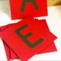 Imagem de Alfabeto De Lixa Letra Bastão- Vogais Maiúsculas Em Vermelho