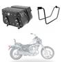 Imagem de Alforge Lateral Para Moto Custom Bolsa Com Cravos 36 Litros + Afastador Yamaha Virago 535