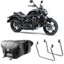 Imagem de Alforge Mala Bolsa Em Couro 48 Litros Par + Afastador Suporte Moto Kawasaki Vulcan S 650