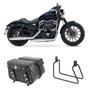 Imagem de Alforge Mala Bolsa Lateral Cravos 36 Litros Par + Afastador Suporte Moto Harley Davidson Sportster 883