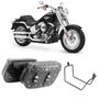 Imagem de Alforge Mala Bolsa Lateral Losango 64 Litros Cravos + Afastador Suporte Harley Davidson Fat Boy Par