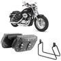 Imagem de Alforge Mala Bolsa Lateral Losango 64 Litros Cravos + Afastador Suporte Harley Davidson XL 1200 Par