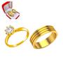 Imagem de Aliança Casamento Ouro 18k 6mm Riscos + Anel Solitário 2mm Ouro 18k Luxo