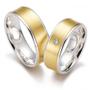 Imagem de Aliança de Casamento ou de Noivado em Ouro Maciço Com a base em Prata de Lei - Duo Color 03 - Pipper Joias