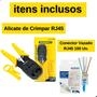 Imagem de Alicate Crimpar Cabo Rede Rj45 Corta Desencapar+100 Conector