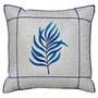 Almofada De Linho Folhagem Limão Flor Azul C/ Drapeado 45x45 - M3 Decoração Imagem de Almofada De Linho Folhagem Limão Flor Azul C/ Drapeado 45x45