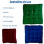 Imagem de Almofada Decorativa Futon Assento Cadeira 60x60cm Sofá Poltrona Cheia Grande Cinza