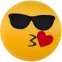 Imagem de Almofada emoji 45x45cm pelúcia bordado com zíper óculos mandando beijo
