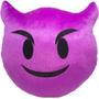 Imagem de Almofada emoji pelúcia 28x28cm com zíper bordado diabinho
