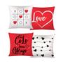 Imagem de Almofada Moderna Com Zíper 43cm x 43cm Kit Com 04 Peças - Love Vermelho