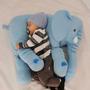 Imagem de Almofada para Bebê Dormir 60cm Elefante de Pelúcia Gigante Brinquedo Buba Azul