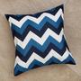 Imagem de Almofada Sarja Chevron Listrada Azul Decorativa Refil 45x45