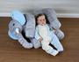 Imagem de Almofada Travesseiro Elefante News Bebê Dormir Pelúcia Azul com Cinza 64cm - Happy Baby