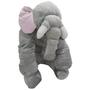 Imagem de Almofada Travesseiro Elefante News Bebê Dormir Pelúcia Rosa com Cinza 64cm