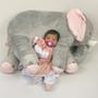 Imagem de Almofada Travesseiro Elefante Pelúcia Soninho Bebê Cinza com Rosa 80cm