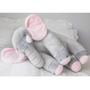 Imagem de Almofada Travesseiro Elefante Pelúcia Soninho Bebê Cinza com Rosa 80cm