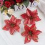 Imagem de Amajoy 12pcs glitter poinsettia árvore de Natal ornamento artificial casamento flores de Natal árvore de Natal grinaldas decoração ornamento, 5.5 polegadas, vermelho e ouro para a escolha (vermelho)