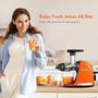 Imagem de AMZCHEF Slow Juicer de Pressão a Frio com Função Reversa (Laranja Sol)