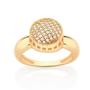 Imagem de Anel  banhado ouro 3x 24k 18k e 22k ou prata rommanel botão redondo cravejado zircônias 513225 313225