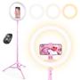 Imagem de Anel de selfie Light UbeeSize 12" com suporte de tripé 62" rosa