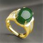 Imagem de Anel Feminino Dourado Banhado Pedra Jade Fusion Ajustável